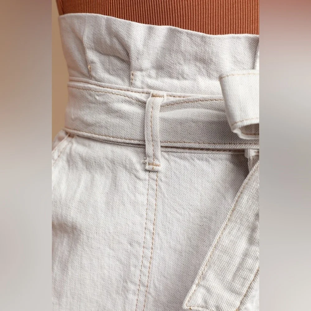 Free People Splendor in the Grass Ivory Paper Bag Waist Mini Skirt